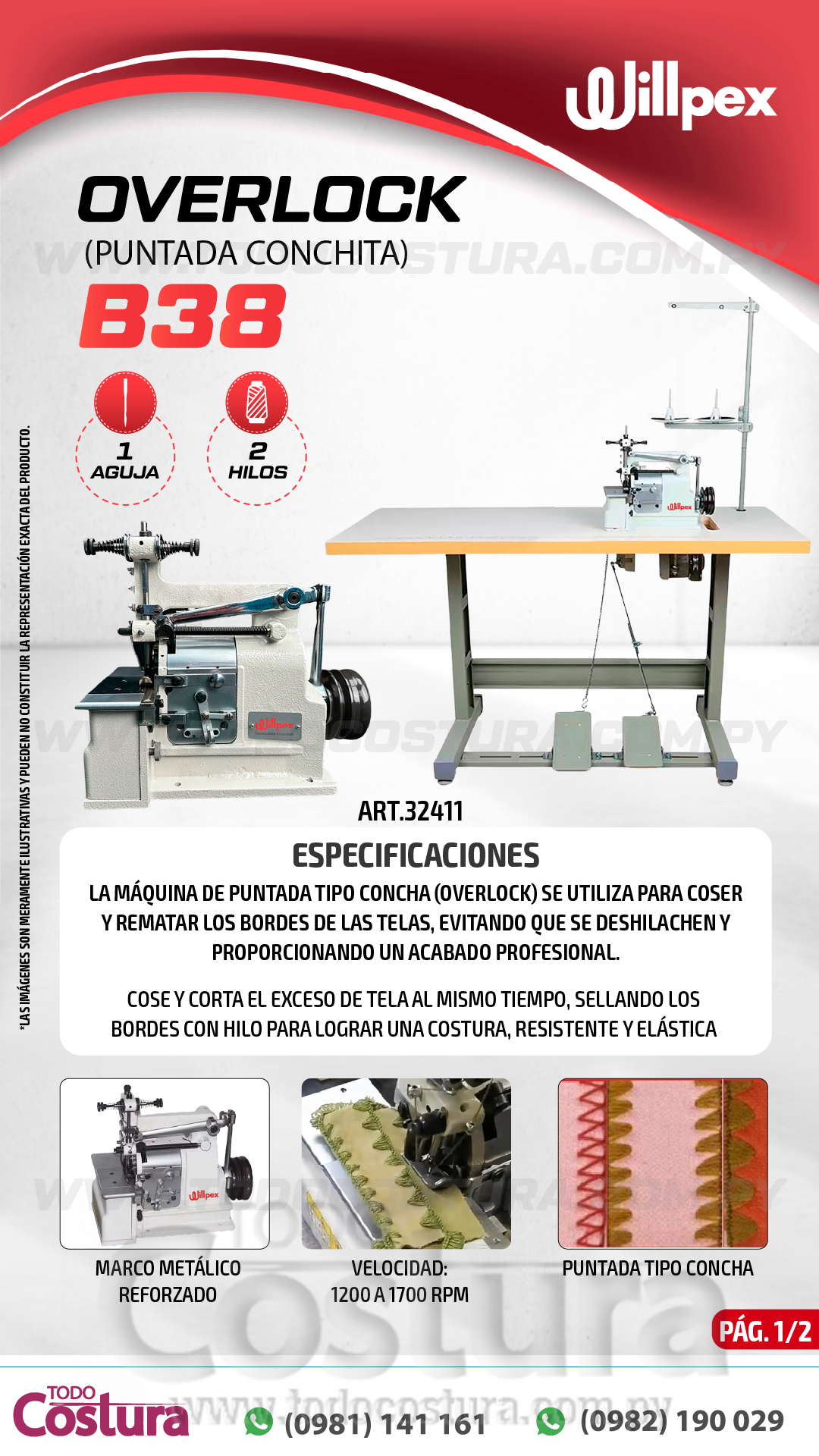 OVERLOCK (PUNTADA CONCHA) WILLPEX B38